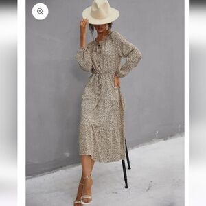 Lepoard Print Long Sleeve Dress Sz S